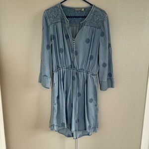 Anthropologie light blue tencel dress, 39” length, 18.5” across underarm